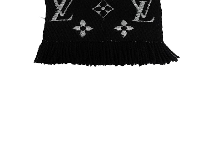 Bufanda negra Louis Vuitton Logomania Wool Shine Bufandas Negro Lana  ref.1215069