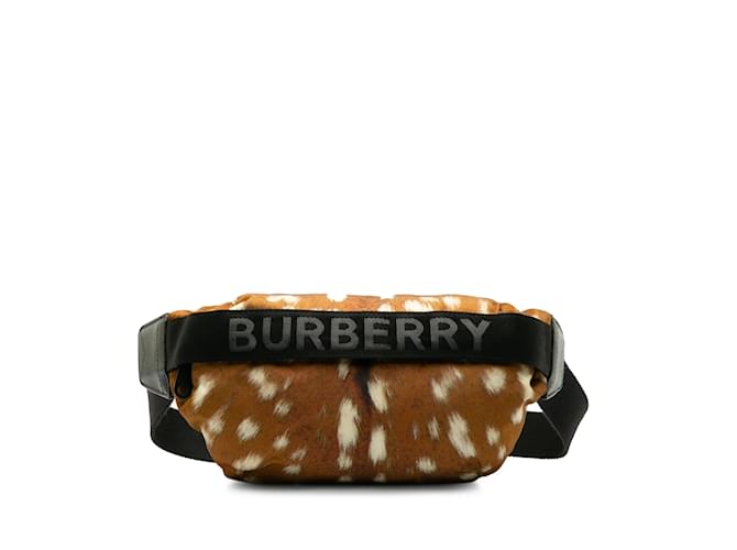 Brown Burberry Logo Printed Nylon Belt Bag Cloth  ref.1215071