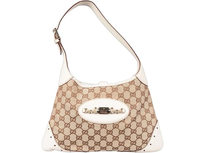 Gucci GG Monogram Punch Jackie Shoulder Bag Beige Leather  ref.1215102