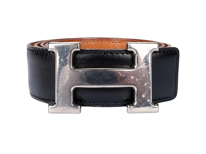 Hermès Hermes Silver H Buckle Reversible Belt (85) Silvery  ref.1215106
