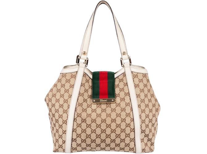 Bolsa de compras feminina nova com monograma Gucci GG Bege Lona  ref.1215110