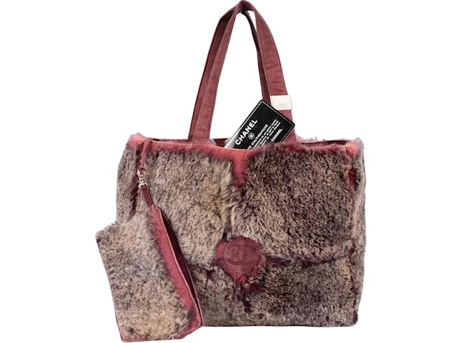 Chanel Rabbit Fur Mini Shopper Bag Pink Cloth  ref.1215111