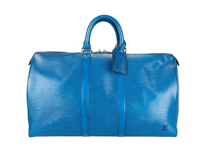 Louis Vuitton Keepall de couro Epi azul 45  ref.1215128