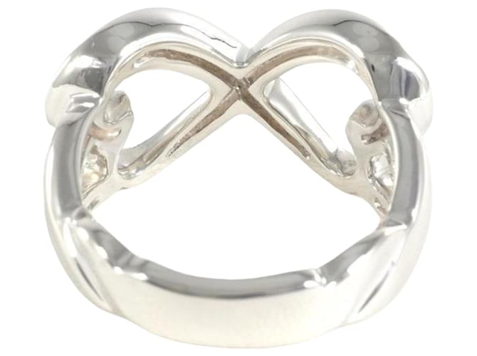 Tiffany & Co Double loving heart Silvery Silver  ref.1215192