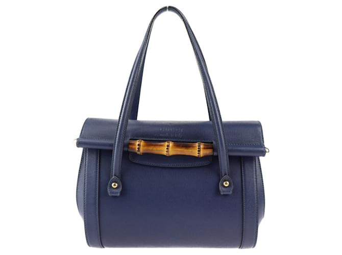 Gucci Bamboo Navy blue Leather  ref.1215281