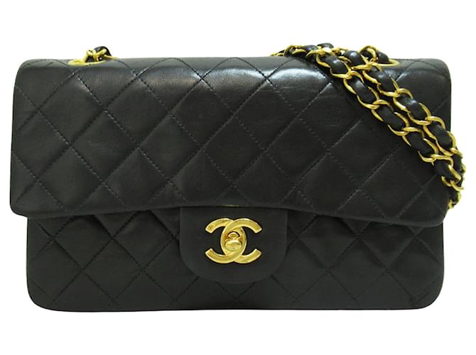 Classique Chanel Double Flap Cuir Noir  ref.1215362