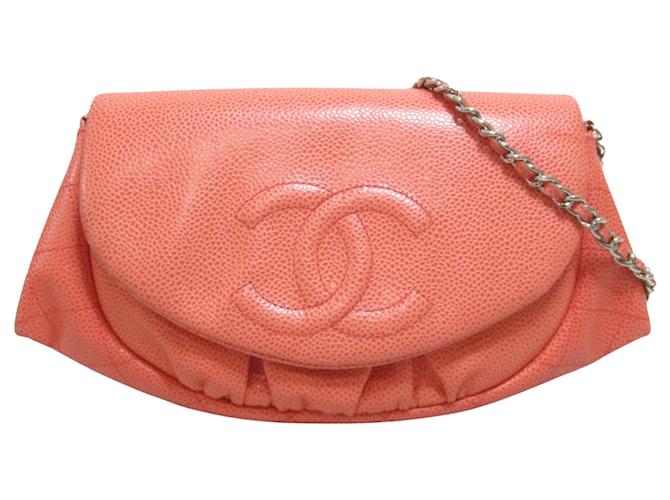 Chanel Half moon Pink Leather  ref.1215390