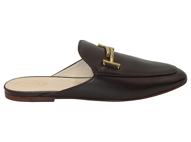 Tod's Double T Mules in Brown Leather  ref.1215413