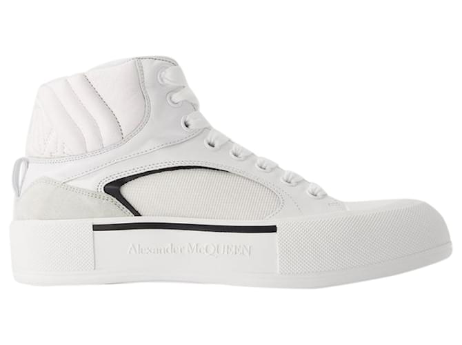 Oversized Sneakers - Alexander Mcqueen - Leather - White/Black Pony-style calfskin  ref.1215418