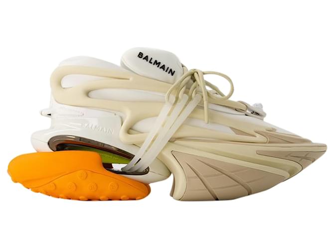 Niedrige Einhorn-Sneaker – Balmain – Leder – Beige Kalbähnliches Kalb  ref.1215421