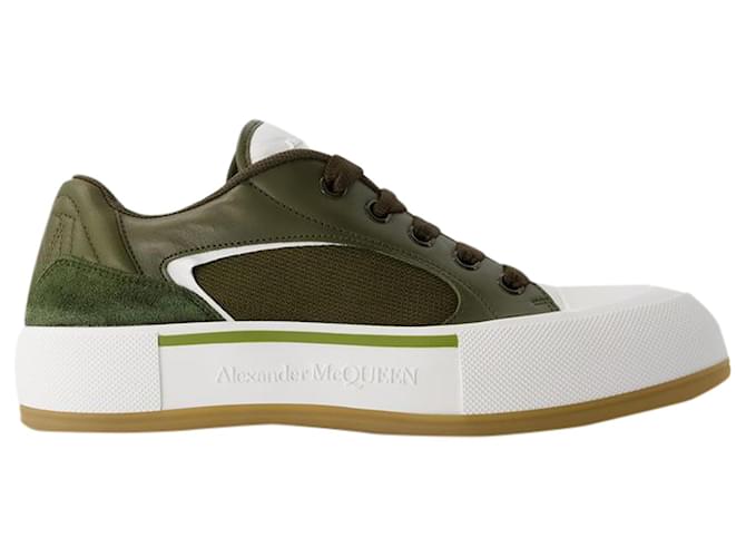 Deck Sneakers - Alexander McQueen - Calfskin - Khaki Green Leather Pony-style calfskin  ref.1215424