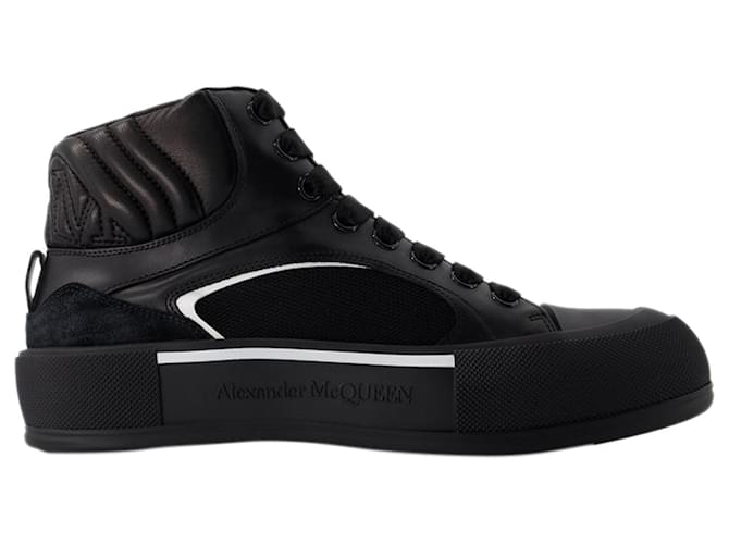 Deck Sneakers – Alexander McQueen – Leder – Schwarz/Nicht-gerade weiss Kalbähnliches Kalb  ref.1215445