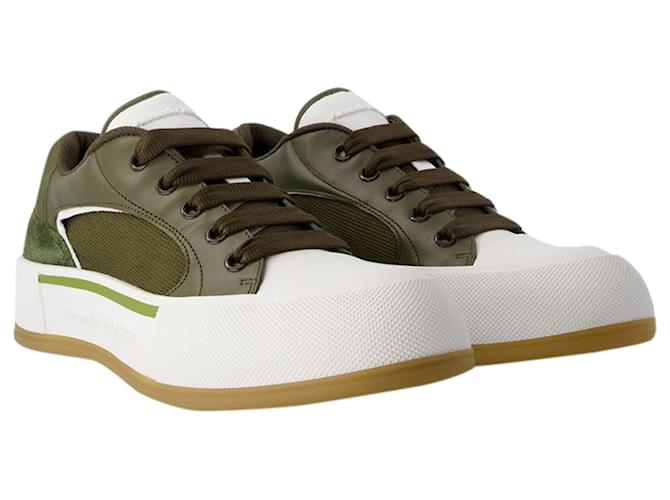 Deck Sneakers - Alexander McQueen - Calfskin - Khaki Green Leather Pony-style calfskin  ref.1215451