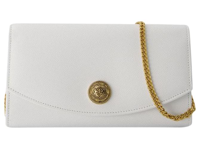 Embleme Wallet On Chain - Balmain - Leather - White Pony-style calfskin  ref.1215506