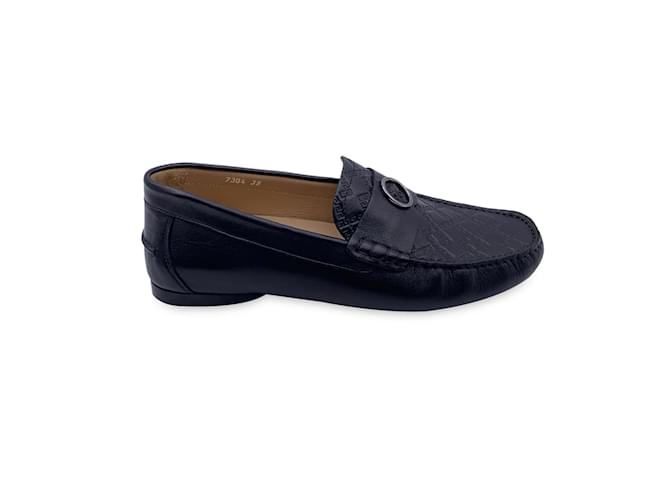 Versace Schwarze Mokassins-Loafer aus geprägtem Leder, Auto-Schuhgröße 39  ref.1215520