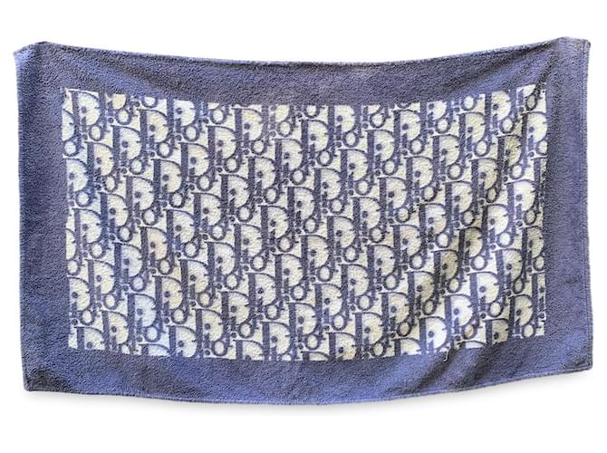 Christian Dior Vintage Blue Monogram Cotton Oblique Pool Beach Towel  ref.1215523
