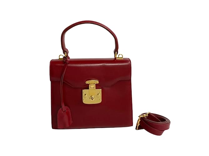 Gucci Handtasche aus Leder mit Vorhängeschloss Rot Kalbähnliches Kalb  ref.1215548