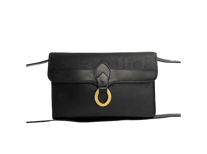 Dior Oblique Embossed Leather Crossbody Bag Black Pony-style calfskin  ref.1215555