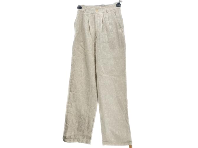 Pantaloni REFORMATION T.US 2 lino Beige Biancheria  ref.1215579