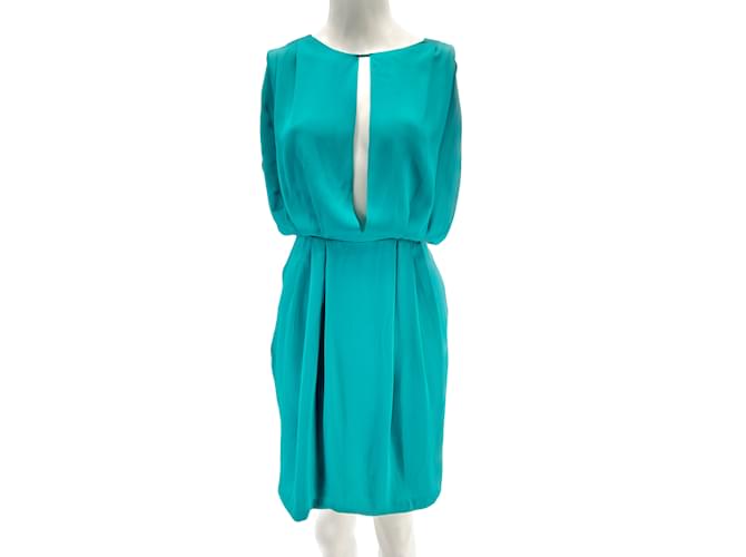 EMANUEL UNGARO  Dresses T.fr 40 silk Blue  ref.1215613