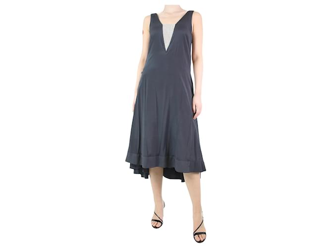 Brunello Cucinelli Dark grey sparkly strap dress - size UK 10 Silk  ref.1215640