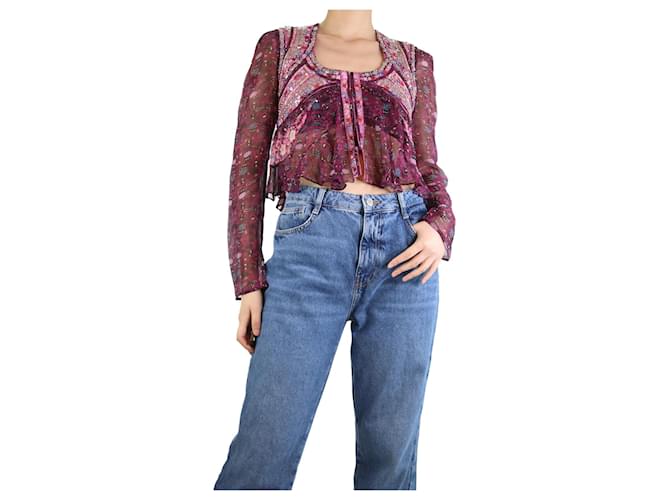 Isabel Marant Purple embellished crop top - size UK 8 Silk  ref.1215663