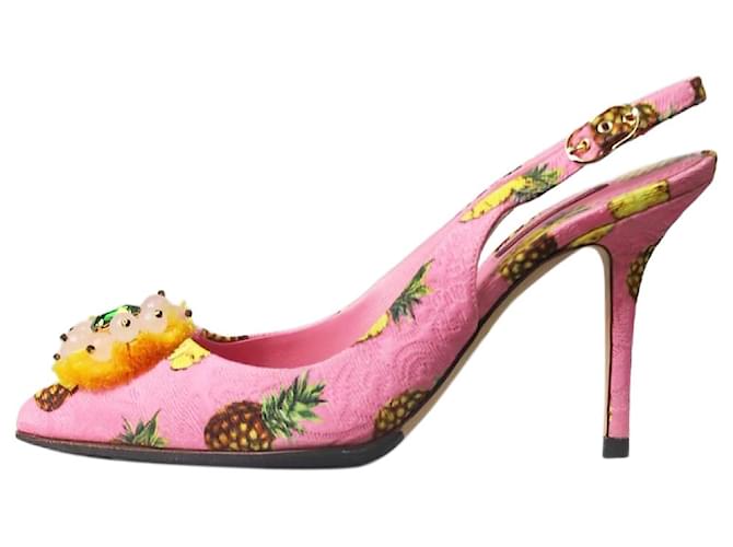 Dolce & Gabbana Pink pineapple slingback pumps - size EU 37.5  ref.1215674