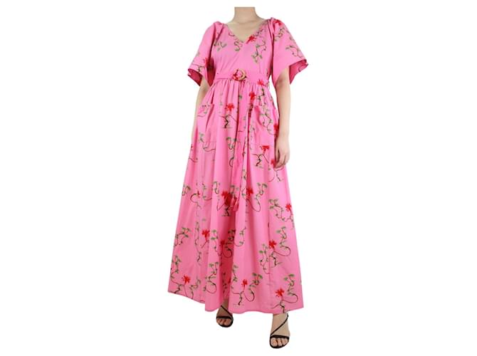 Autre Marque Vestido largo bordado rosa - talla S Algodón  ref.1215679