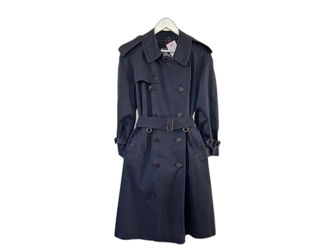 Trench vintage Burberry “The Waterloo”. Blu navy Cotone  ref.1215681