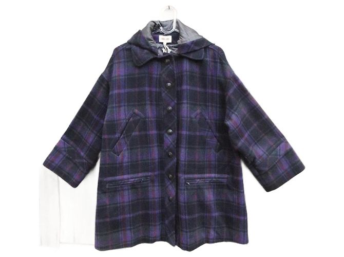 Abrigo Kenzo de lana con estampado de cuadros violeta Morado oscuro