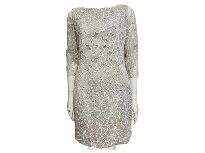 Diane Von Furstenberg DvF Zarita tulle lace dress White Grey Silk  ref.1215703