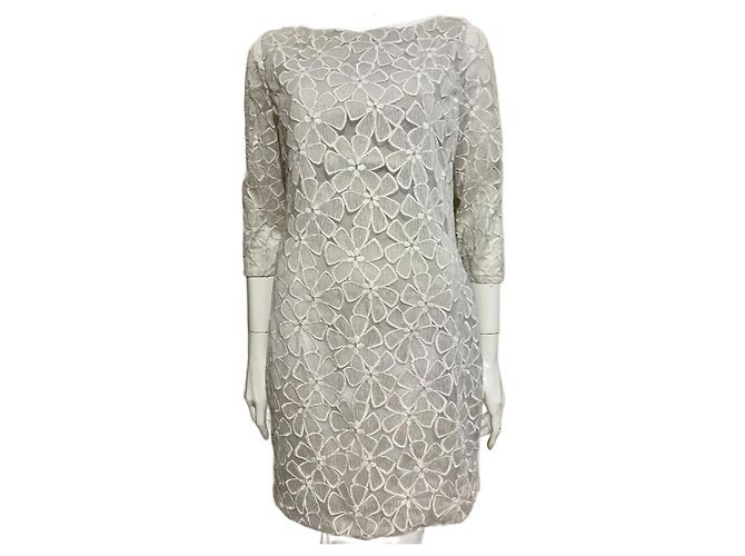 Diane Von Furstenberg Robe en dentelle et tulle DvF Zarita Blanc Gris