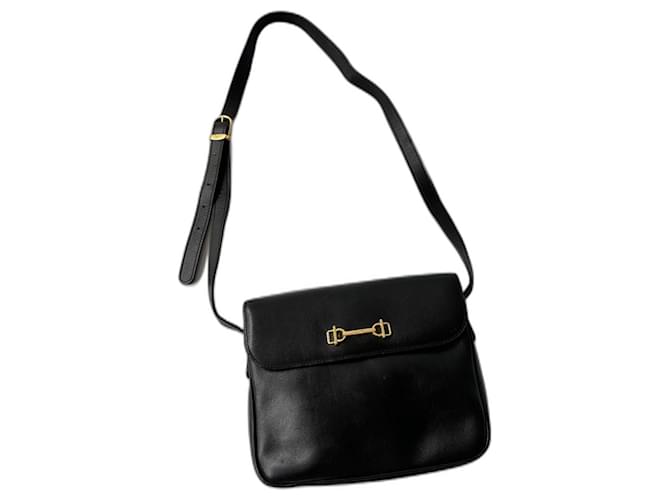 Céline equestrian buckle bag Black Gold hardware Leather  ref.1215705