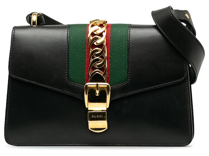 Bolso satchel Sylvie pequeño negro de Gucci Cuero Becerro  ref.1215768