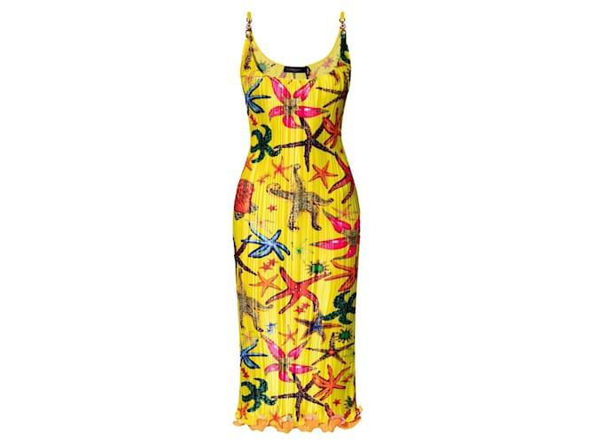 Versace Dresses Yellow Polyester  ref.1215790