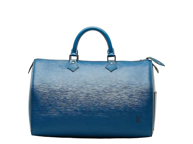 Louis Vuitton Epi Speedy 35 M42995 Blue Leather Pony-style calfskin  ref.1215805