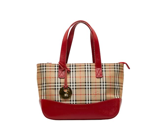 Burberry Haymarket Check Canvas Handbag Brown Cloth  ref.1215809
