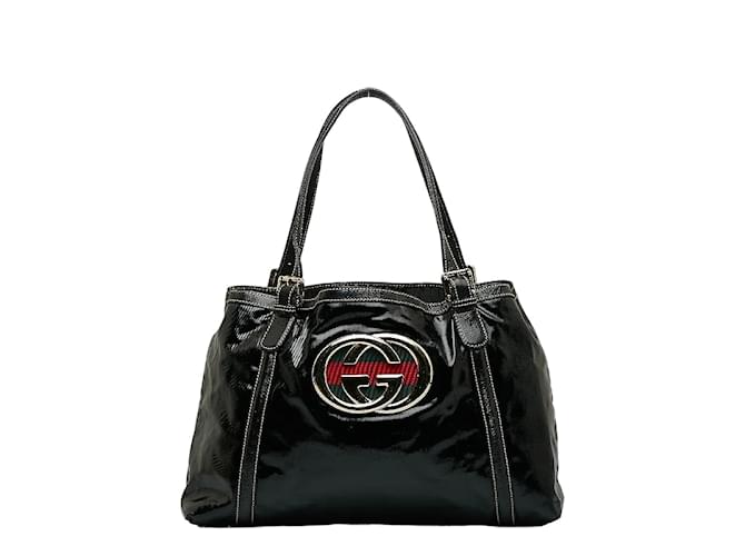 Gucci Dialux Britt Patent Tote Bag 162094 Black Leather Patent leather  ref.1215833