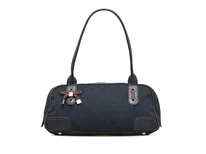 Bolso de hombro de lona GG de Gucci 161720 en muy buen estado Negro Lienzo  ref.1215837