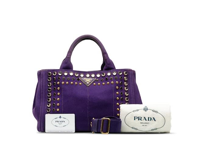 Tote Prada Petit cabas Canapa Bijoux B2439O Toile Violet  ref.1215841