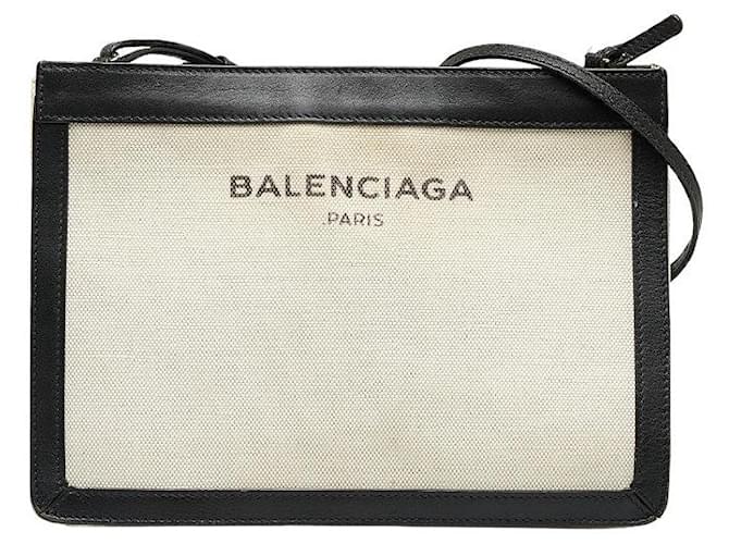 Balenciaga Marineblaue Umhängetasche aus Pochette-Canvas 339937 Weiß Leinwand  ref.1215846