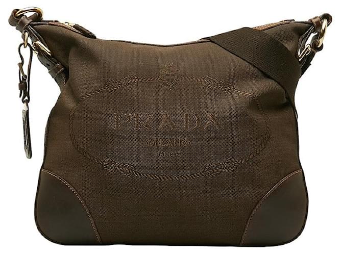 Prada Canapa Logo Crossbody Bag Brown Cloth  ref.1215864