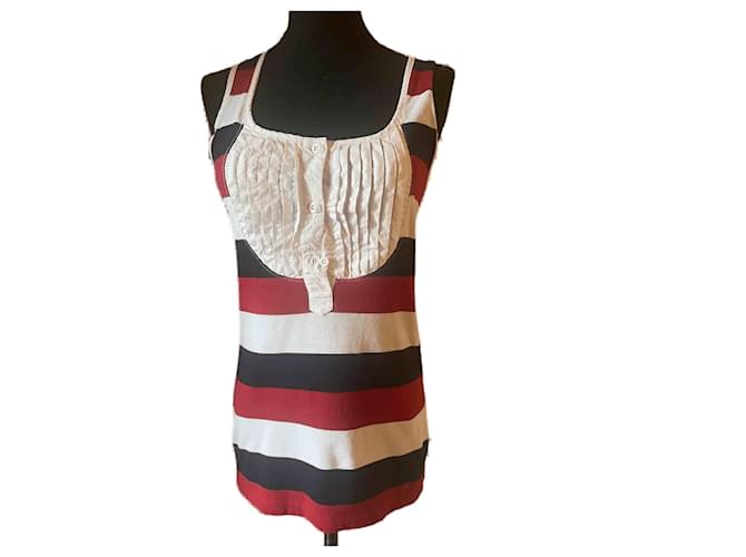 DOLCE & GABBANA white cotton top with red and black stripes  ref.1215908
