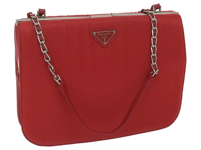 PRADA Chain Shoulder Bag Nylon Red Auth 63571  ref.1215945