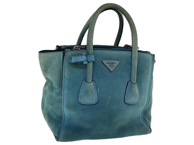 PRADA Hand Bag Suede Blue Auth bs11409  ref.1215950