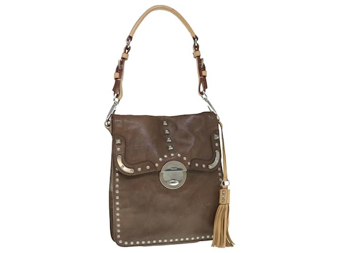 PRADA Shoulder Bag Leather Brown Auth bs11385  ref.1215980