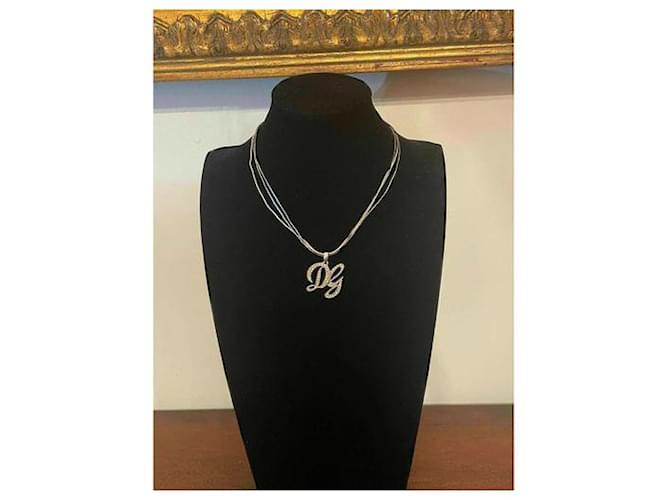 Magnificent rare three-strand necklace in Sterling Silver 925 DOLCE & GABBANA Silvery  ref.1216005