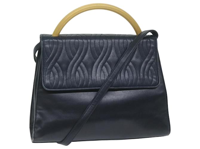 FENDI Hand Bag Leather Navy Auth bs11310 Navy blue  ref.1216036