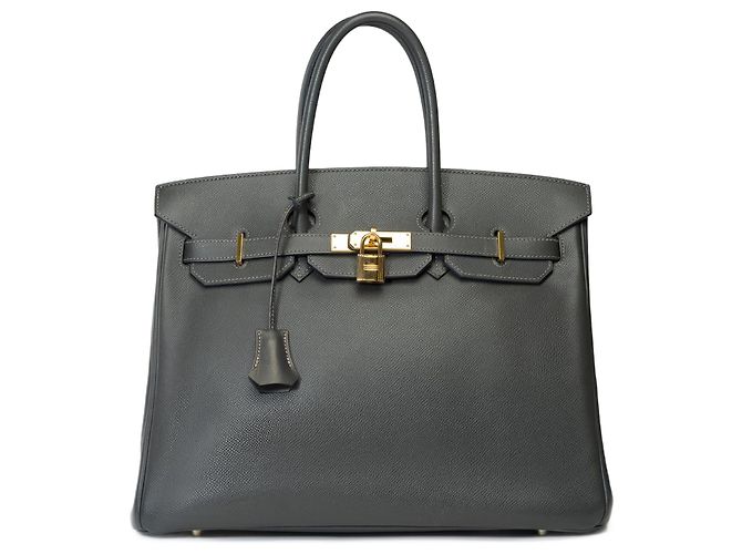 Hermès HERMES BIRKIN BAG 35 in Gray Leather - 101703 Grey