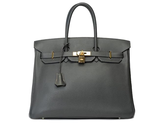 Hermès HERMES BIRKIN BAG 35 in Gray Leather - 101703 Grey  ref.1216143